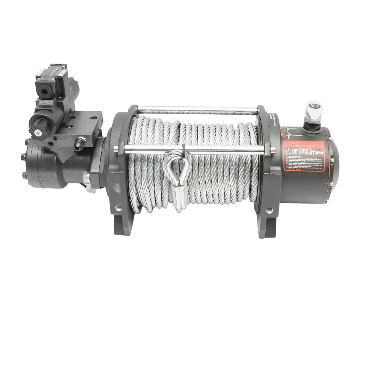 Complete hydraulic winch with remote control, steel cable, power supply voltage 12V, maximum load 6T (13300lbs)