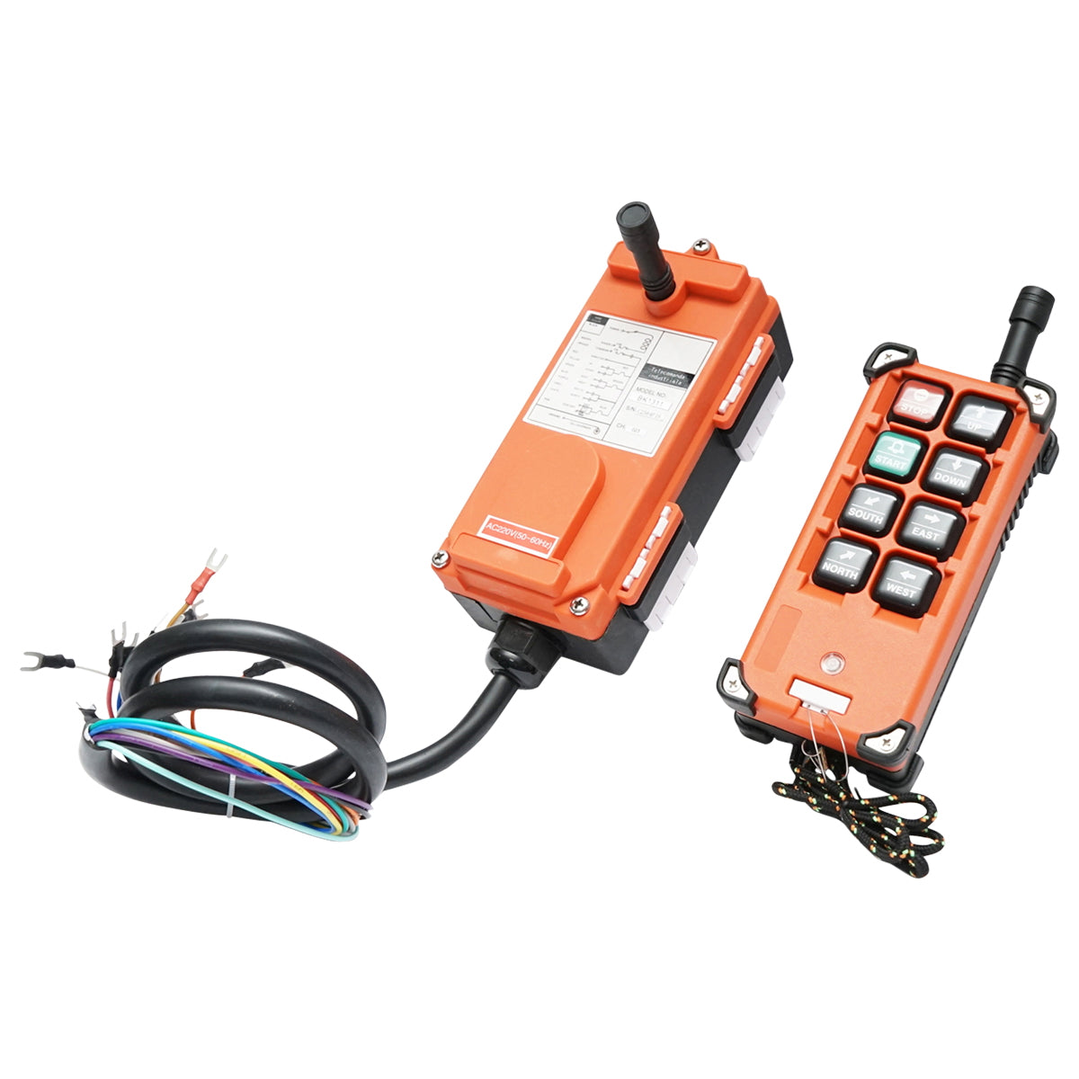 Wireless industrial remote control with 6 AC 220V commands and water protection Breckner Germany