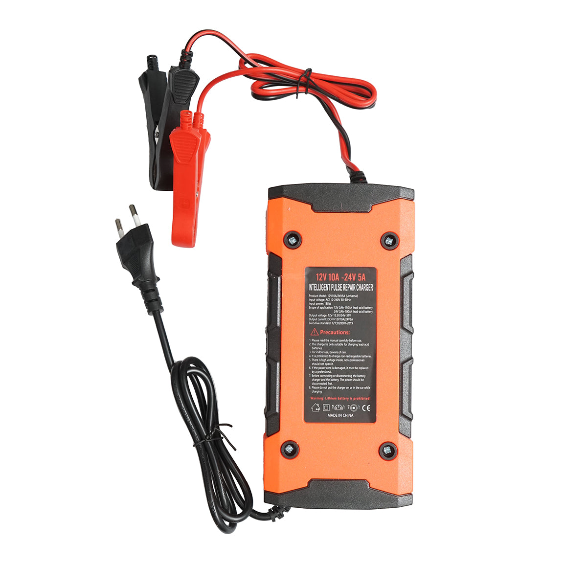 Charger, 12V 10A/24V 5A digital battery maintainer, smart repair pulse function lead acid.
