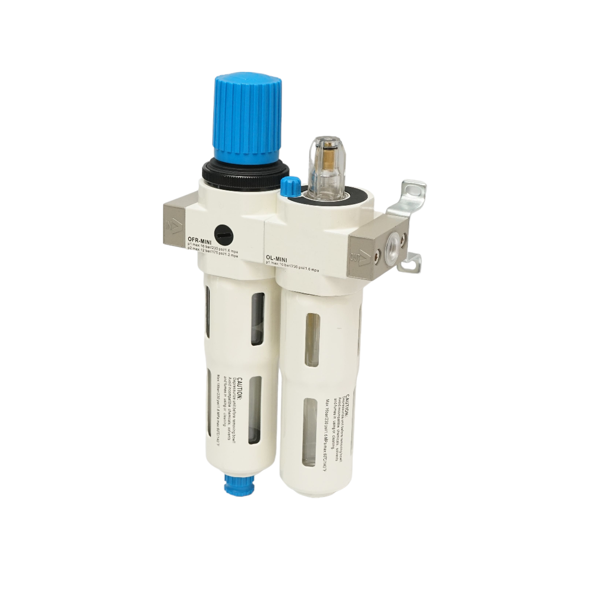 Air filter and lubricator with a maximum pressure regulator of 1.6 MPa, 1/4 connection.