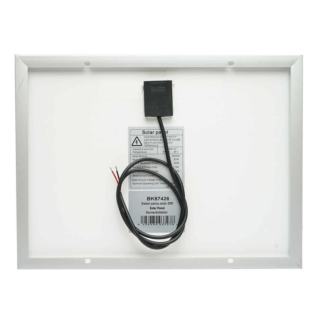 20W monocrystalline solar panel 400x300x17mm with a 10A voltage regulator, 12/24V Breckner Germany