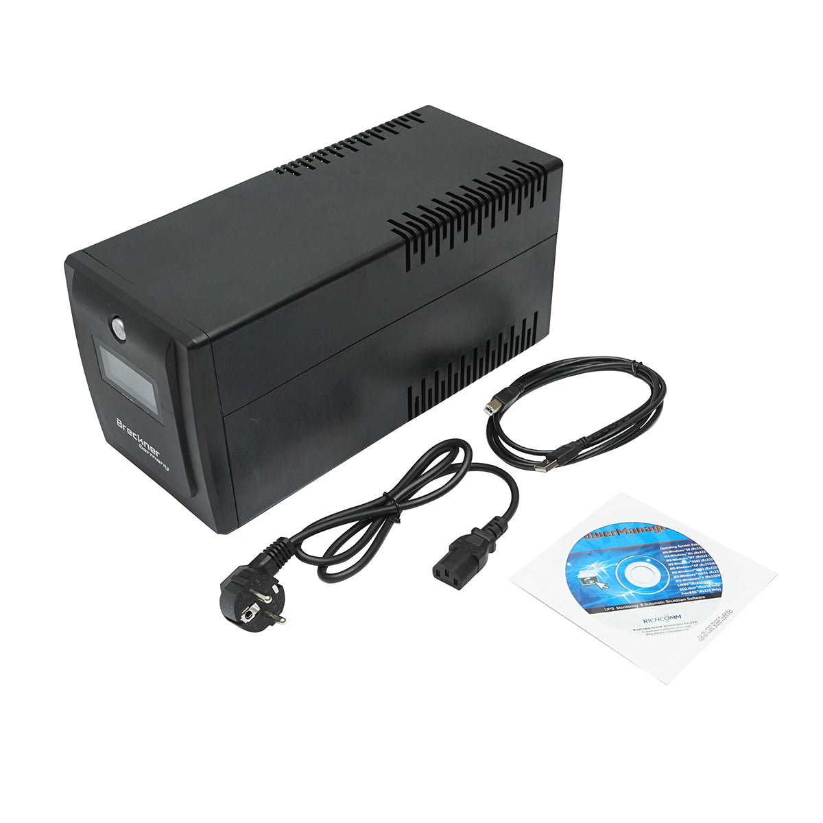 UPS 1000VA/600W with 2x7.5Ah batteries and 4 schuko sockets, LCD, USB Breckner Germany