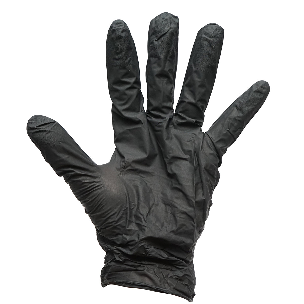 Black nitrile gloves, powder-free, with textured fingers, size L, 100 pcs/box