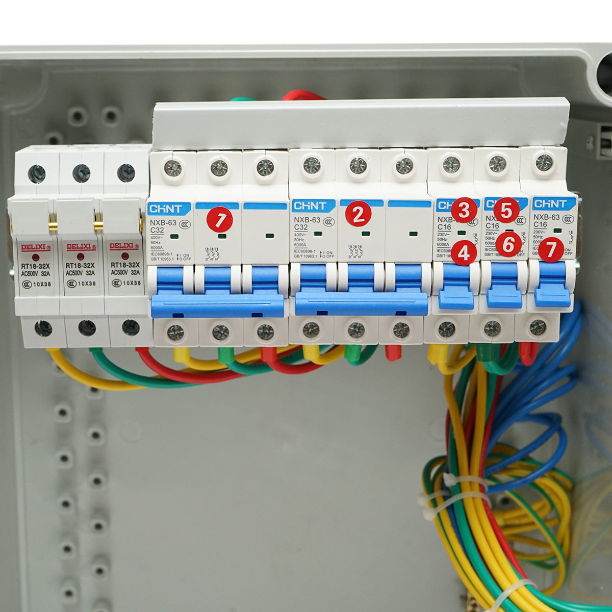 Group socket panel for site organization 4x230V/16A, 2x400V/32A, 1x250V/16A, 12 modules 400x300x186mm IP67 SUNTREE