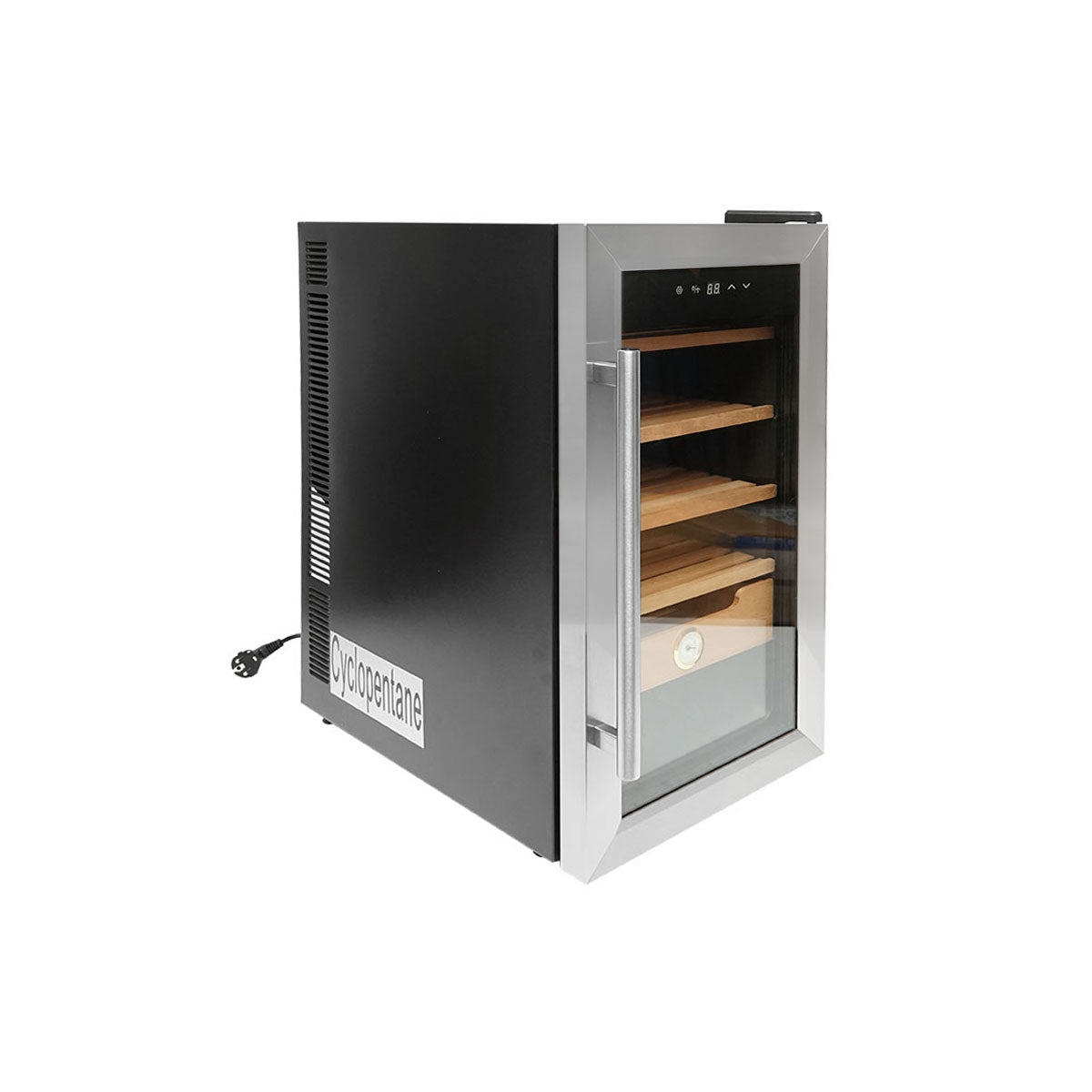 Cigar humidor with 4 wooden shelves and adjustable thermostat 50L, 65W 220V