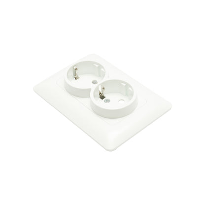 White double Schuko socket with grounding ST 220V - 250V, 16A recessed