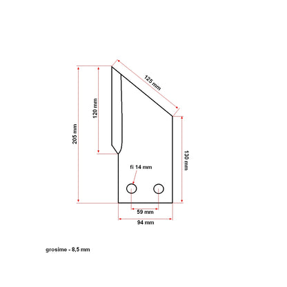 Right knife for trench digging machine