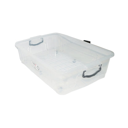 40L storage box with lid and wheels made of transparent plastic 725x470x200mm
