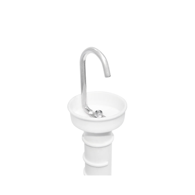White gate handle with hook and electric fence arc Mezofarm