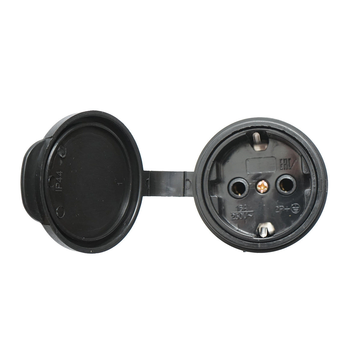 Schuko rubber plug 250V, 16A with handle, cap and grounding IP44 Breckner Germany