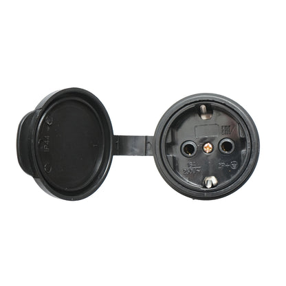 Schuko rubber plug 250V, 16A with handle, cap and grounding IP44 Breckner Germany