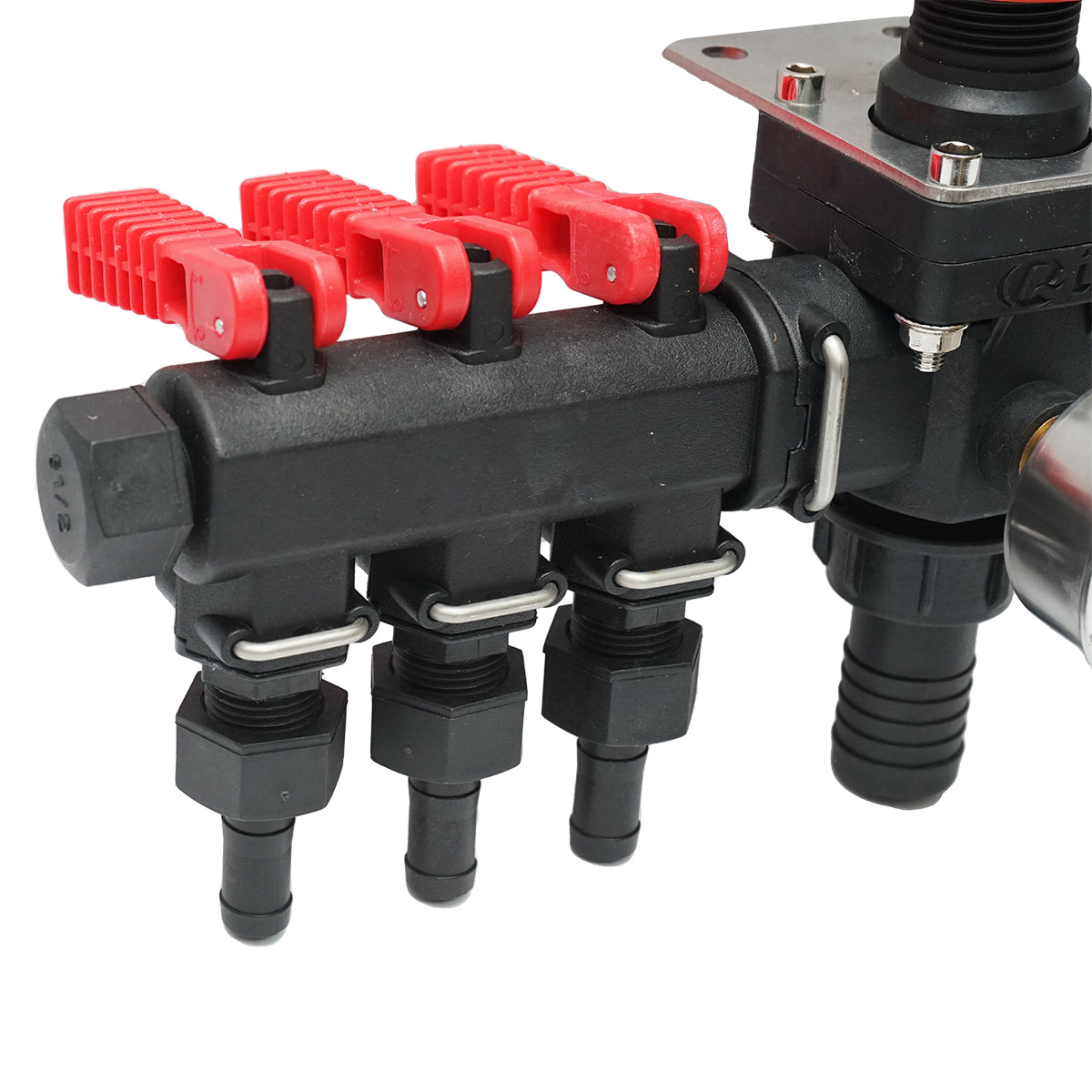 Distributor with 3 outlets and glycerin manometer for herbicide sprayer (compatible with Polish model)