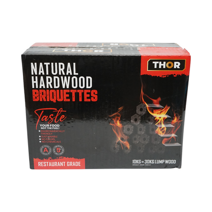 Hexagonal charcoal briquettes made from hardwood, burning time 5 hours, 10Kg THOR