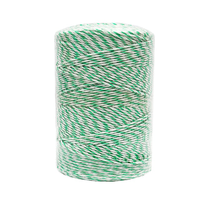 White-green wire roll 2.5mm with metal insert 4x0.2mm SS, resistance 7 Ohm/m, 500m electric fence Thor