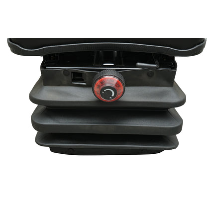 Universal seat with safety belt, headrest, and armrests for agricultural or industrial machinery