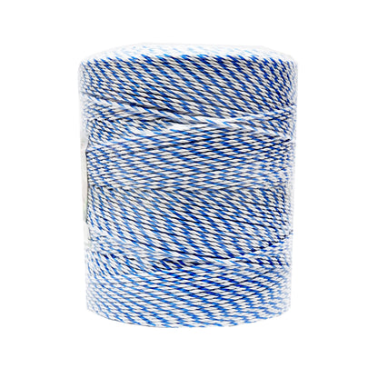 White-blue wire roll 3mm with metal insert 3x0.2mm SS, resistance 7.8 Ohm/m, 1000m electric fence Mezofarm