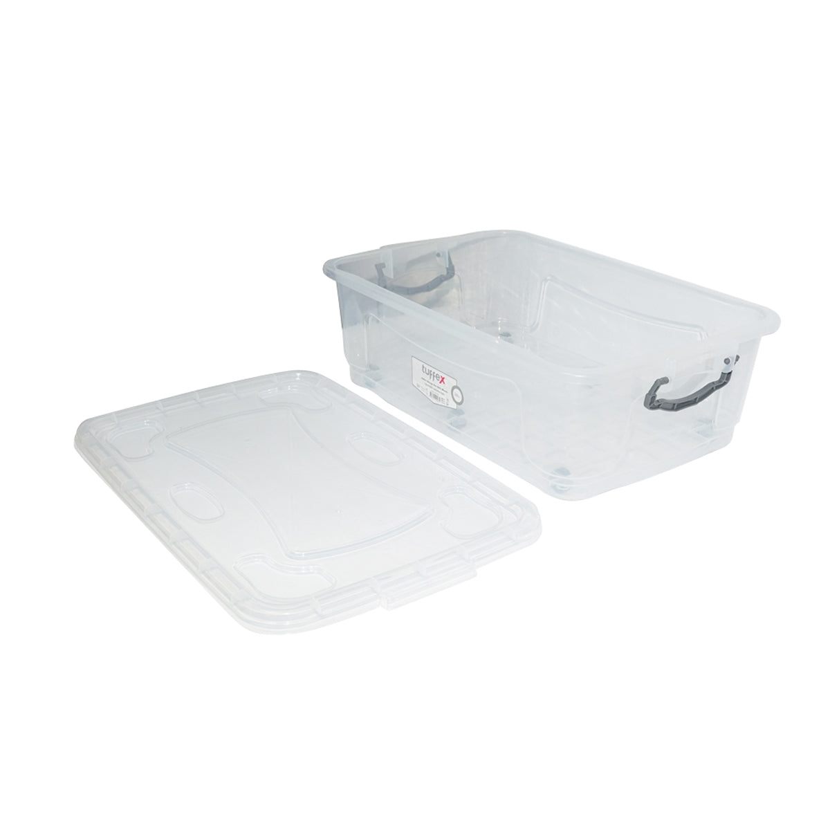 30L storage box with lid and wheels made of transparent plastic 630x400x200mm