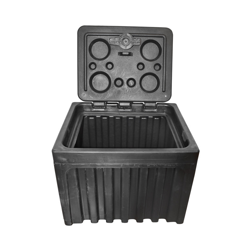 Tool box without support, made of black plastic 380x400x500 mm