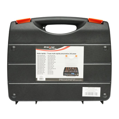 Tool kit of 242 pieces: polyamide hose cutting pliers, connectors, quick couplings, compressed air hose fittings Breckner Germany
