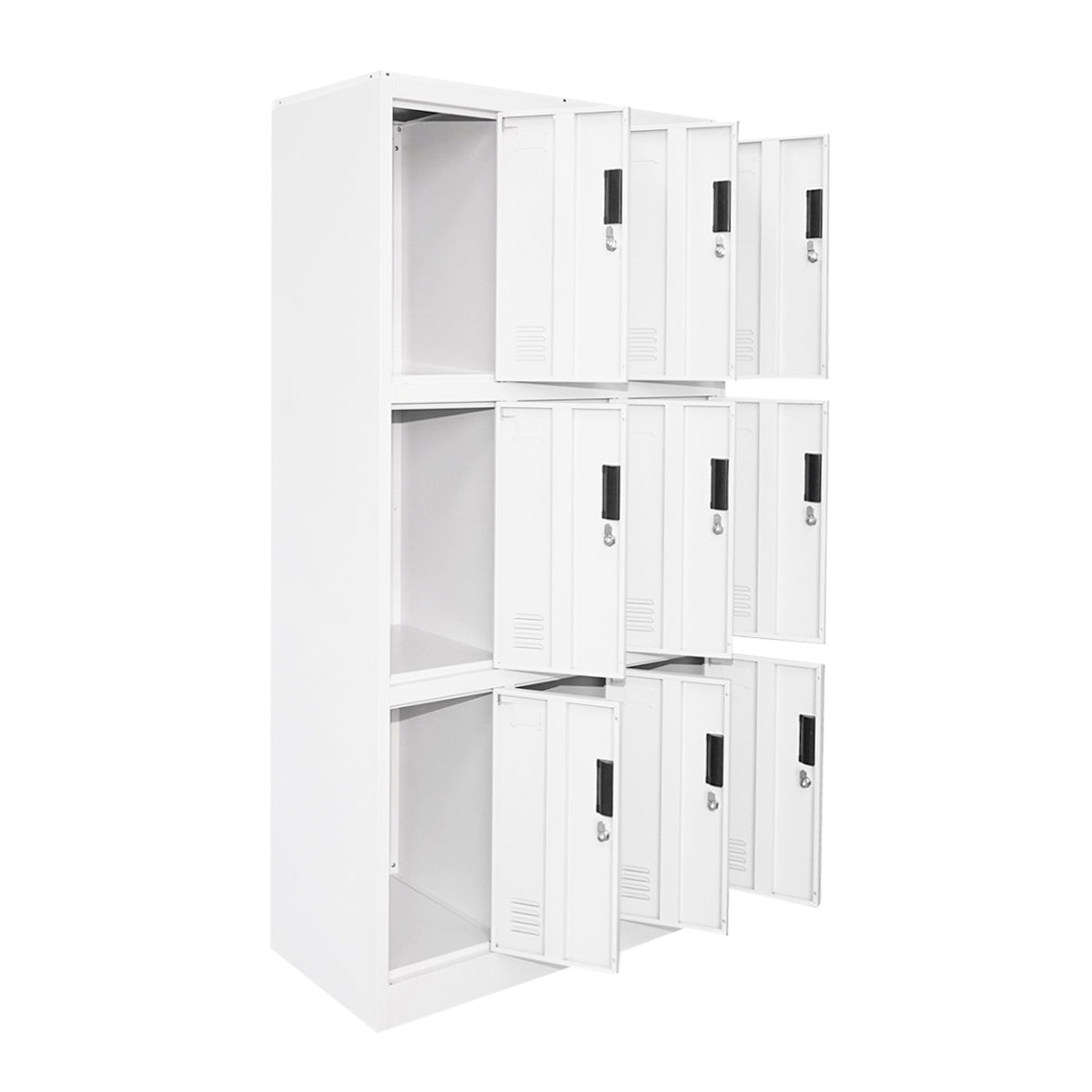 Metal cabinet type locker cushioned 1800x900x450mm 3x3 with 9 secured doors, gray Breckner Germany