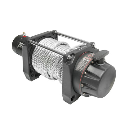 Complete electric winch with remote control, steel cable, power supply voltage 12V, maximum load 9T (20000lbs)