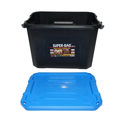 Box, heavy duty storage box 40L with lid, blue 490x380x200mm Breckner Germany
