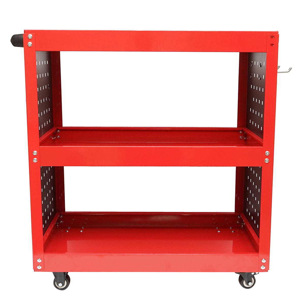 Metal cart on wheels with 3 shelves and tool holders 670x370x730mm