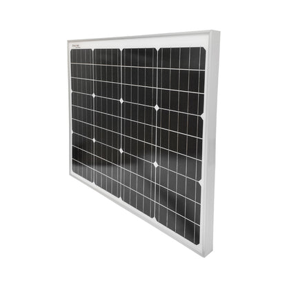 Set of 50W monocrystalline photovoltaic solar panel 670x540x30mm 12-24V cigarette lighter socket with 4 lamps 9W Breckner Germany
