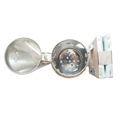 Stainless steel bee smoker with thermal shield cylinder and leather bellows 190mm