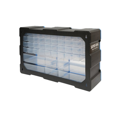 Modular blue plastic storage box, 46 drawers 620x157x360mm Breckner Germany