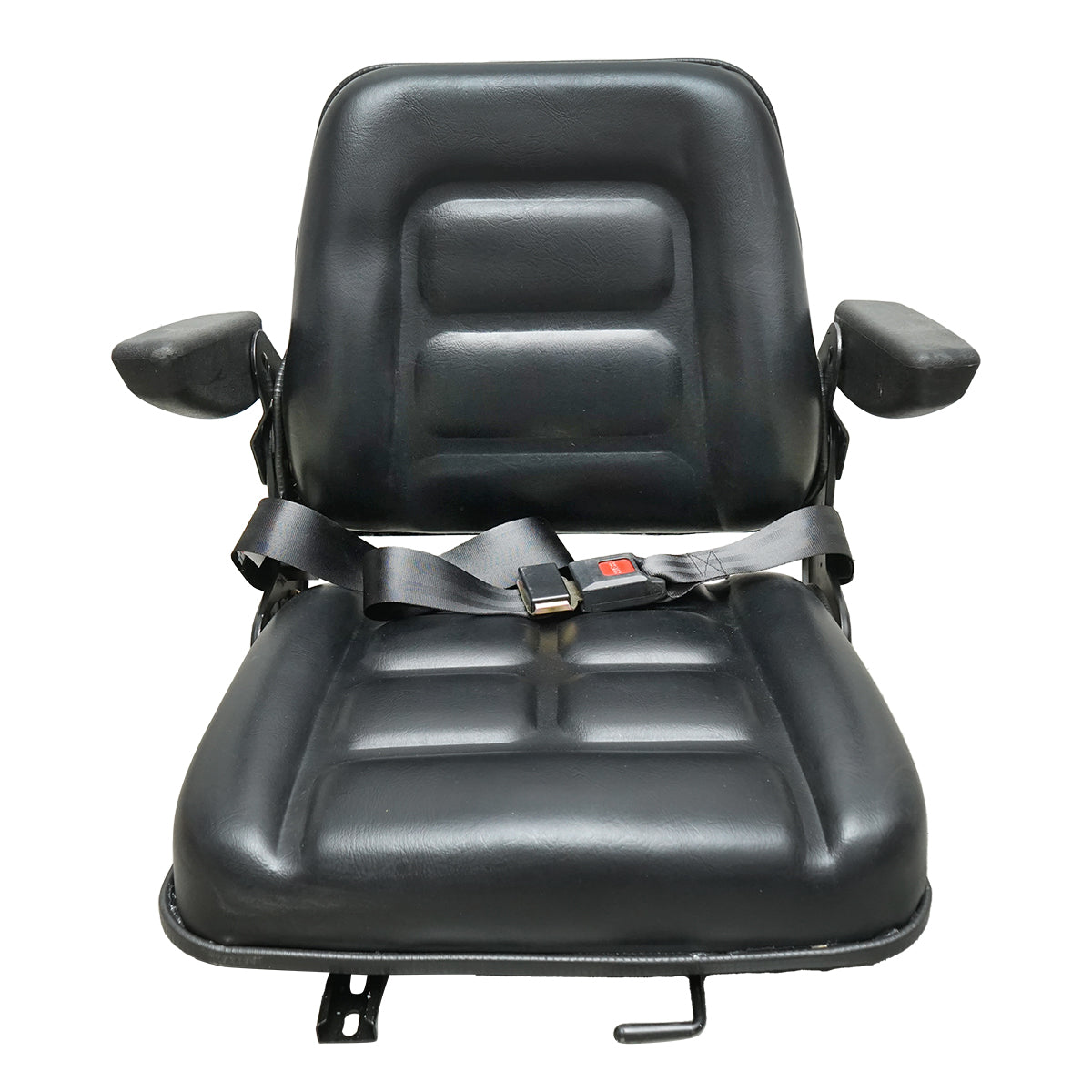 Universal chair with seat belt and armrests for agricultural or industrial machines, forklift