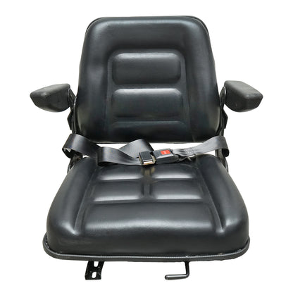 Universal chair with seat belt and armrests for agricultural or industrial machines, forklift