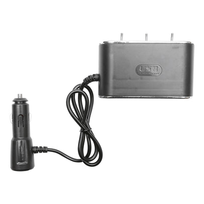 Triple car lighter adapter 12/24V black with individual switch and 1 USB port 5V 2.1A
