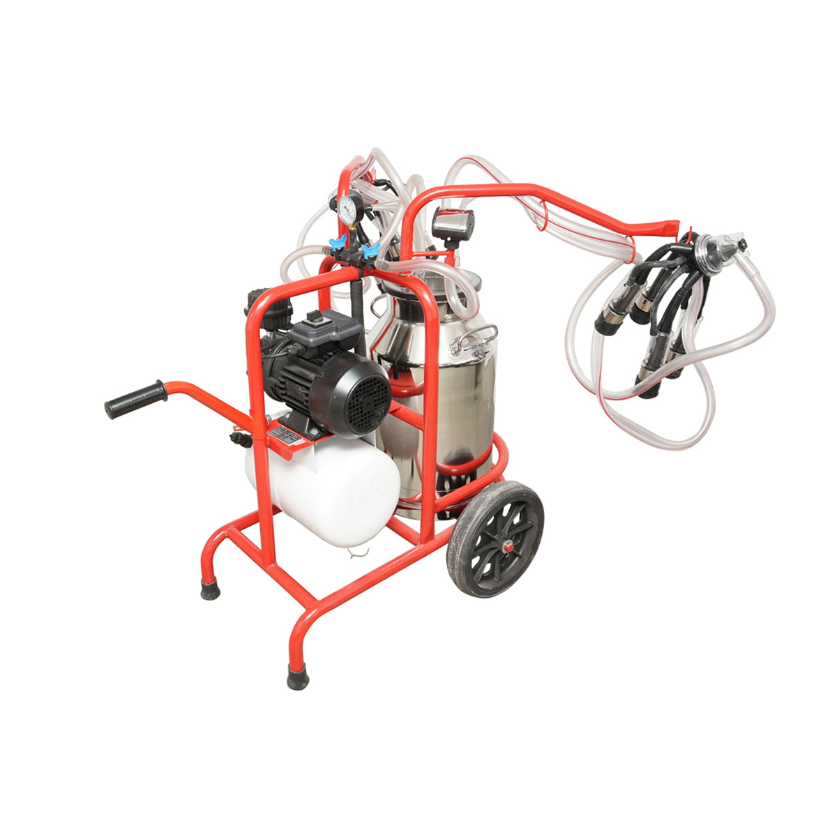 Cow milking machine with a 160cc collector group, galvanized chassis, 40L stainless steel tank, 2 stations Breckner Germany