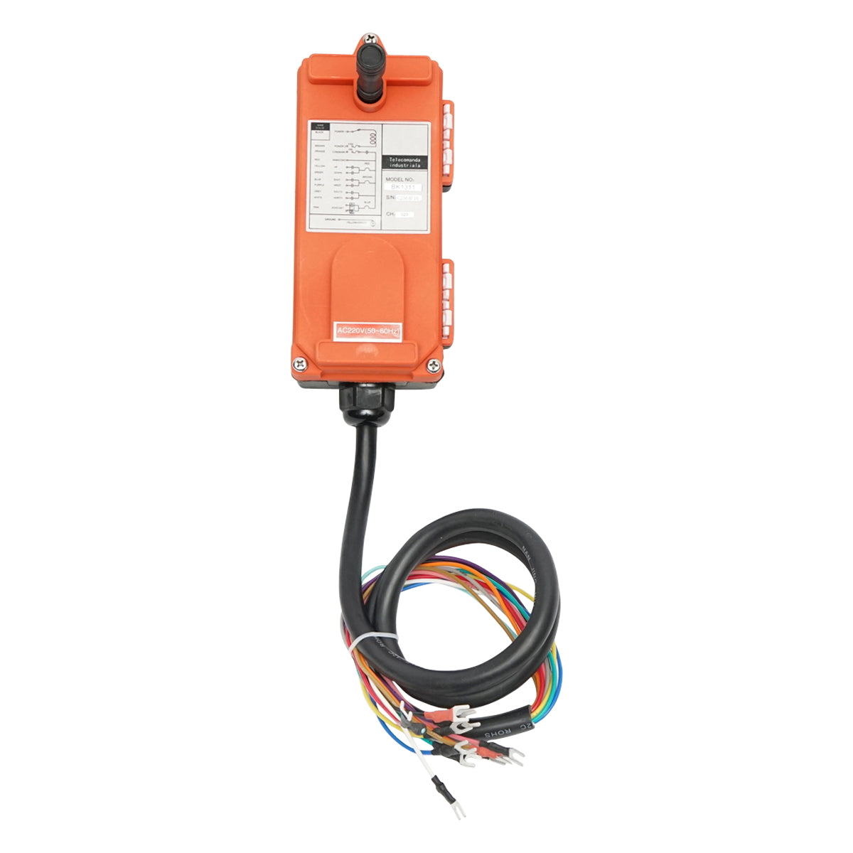 Wireless industrial remote control with 6 AC 220V commands and water protection Breckner Germany
