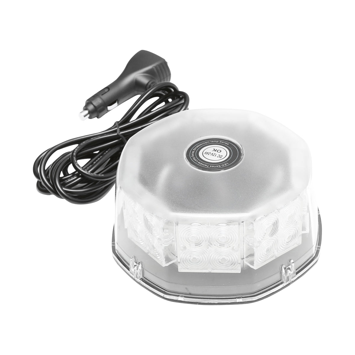 Round warning lamp, beacon with 32 SMD LED zones, yellow light, magnetic mounting, ON/OFF switch with light indicator, 12V/24V Breckner Germany
