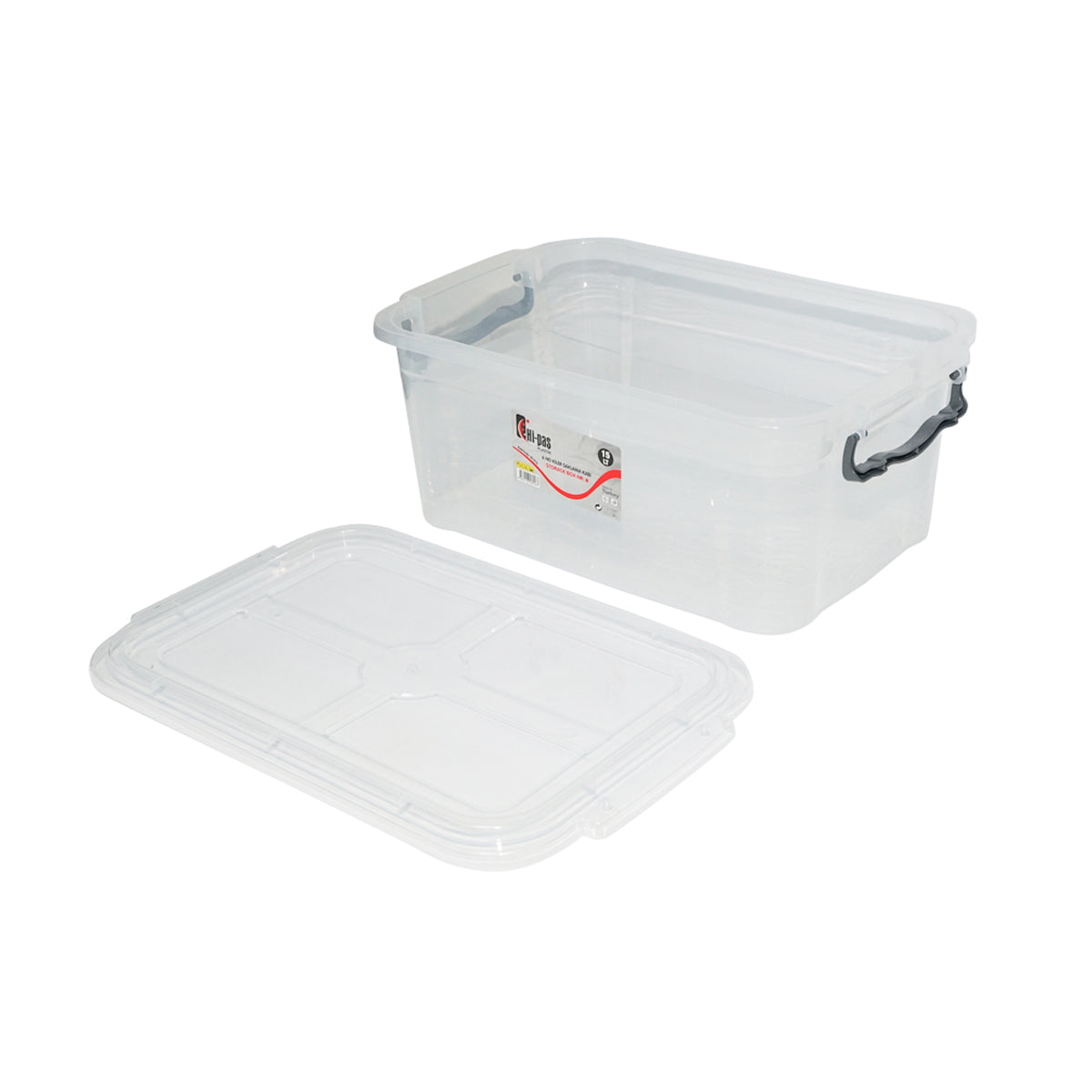 15L storage box with a plastic lid, transparent 280x430x175mm