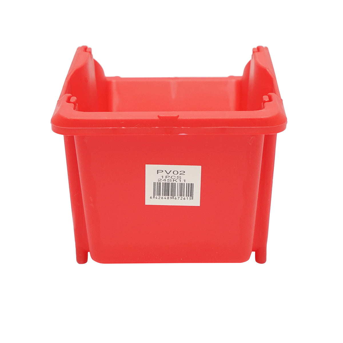 Red plastic storage box 195x125x95mm