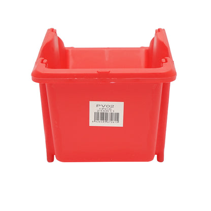 Red plastic storage box 195x125x95mm