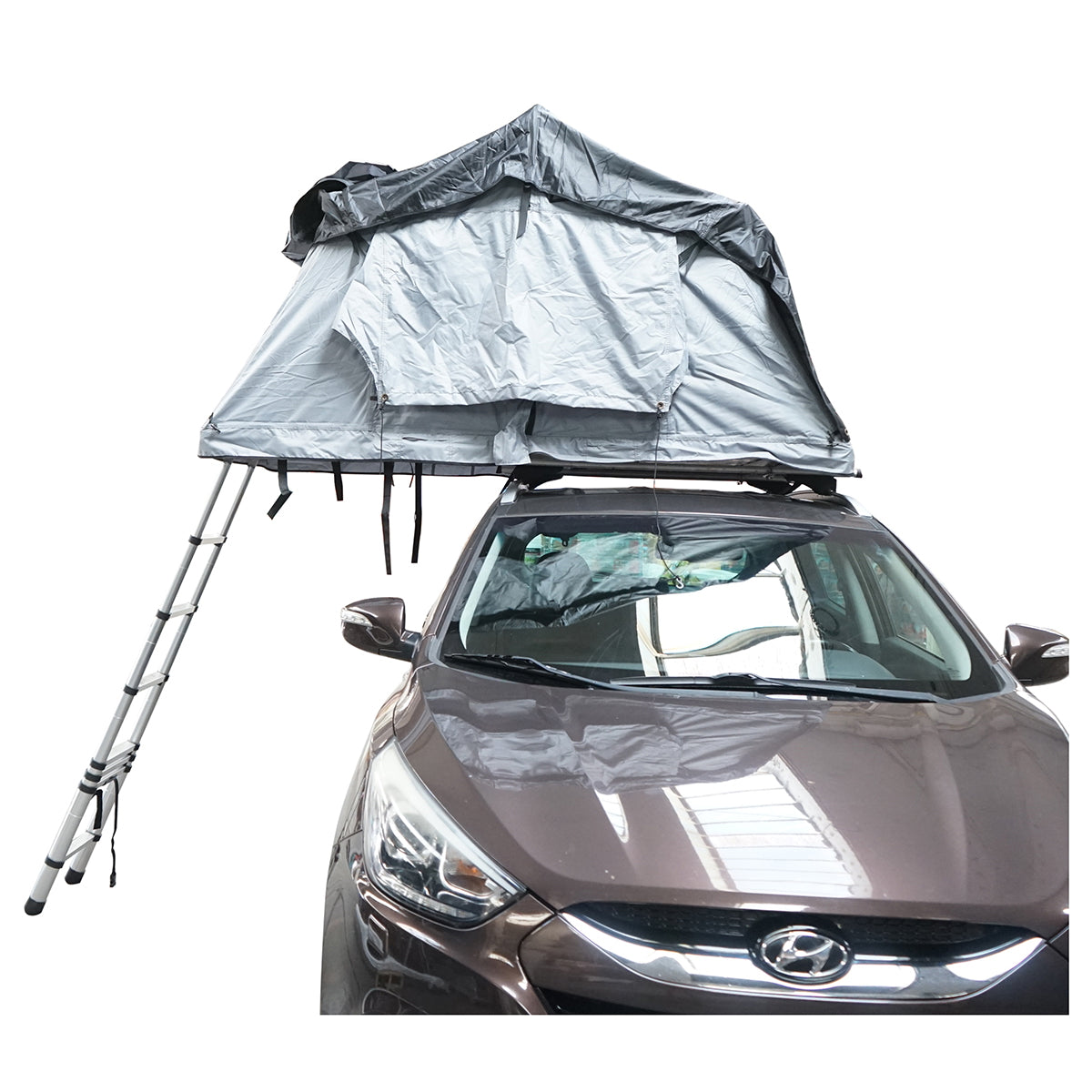 Waterproof car tent for 2 people, attachment to the roof with a platform and ladder