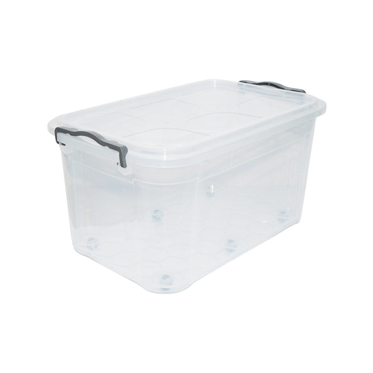 50L storage box with lid and wheels made of transparent plastic 400x630x320mm