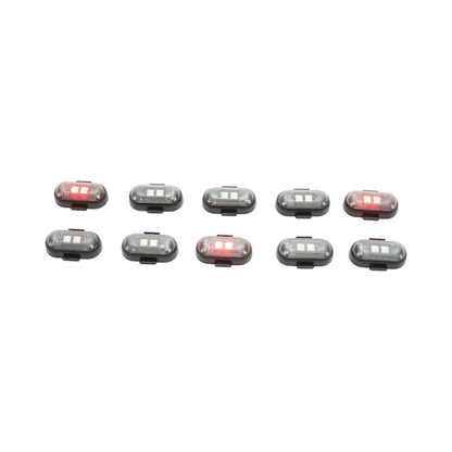 Set of 10 RGB strobe LED lights with remote control, 10 modes, 8 colors, 110mAh lithium battery rechargeable via USB-C, IP65