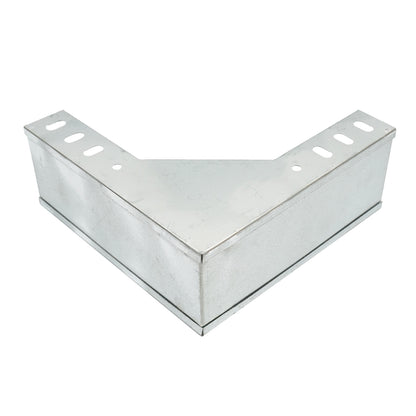 Vertical 90-degree drop bend made of galvanized steel for a 100x50mm gutter.