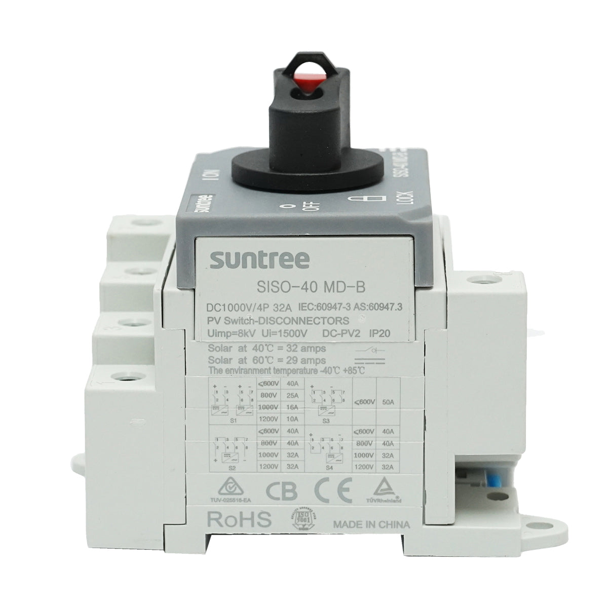 Load switch, on/off switch for photovoltaic systems 4P, 32A, 1500kV Suntree