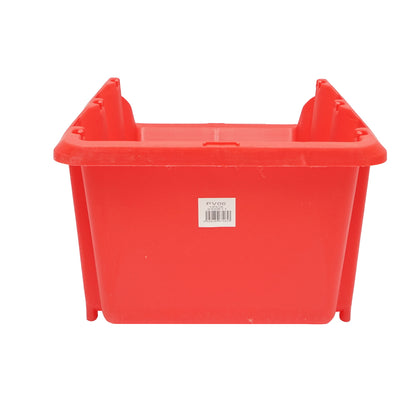 Red plastic storage box 420x265x175mm