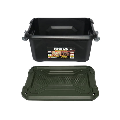 Box, heavy duty storage box 12L with lid, green 385x295x175mm Breckner Germany