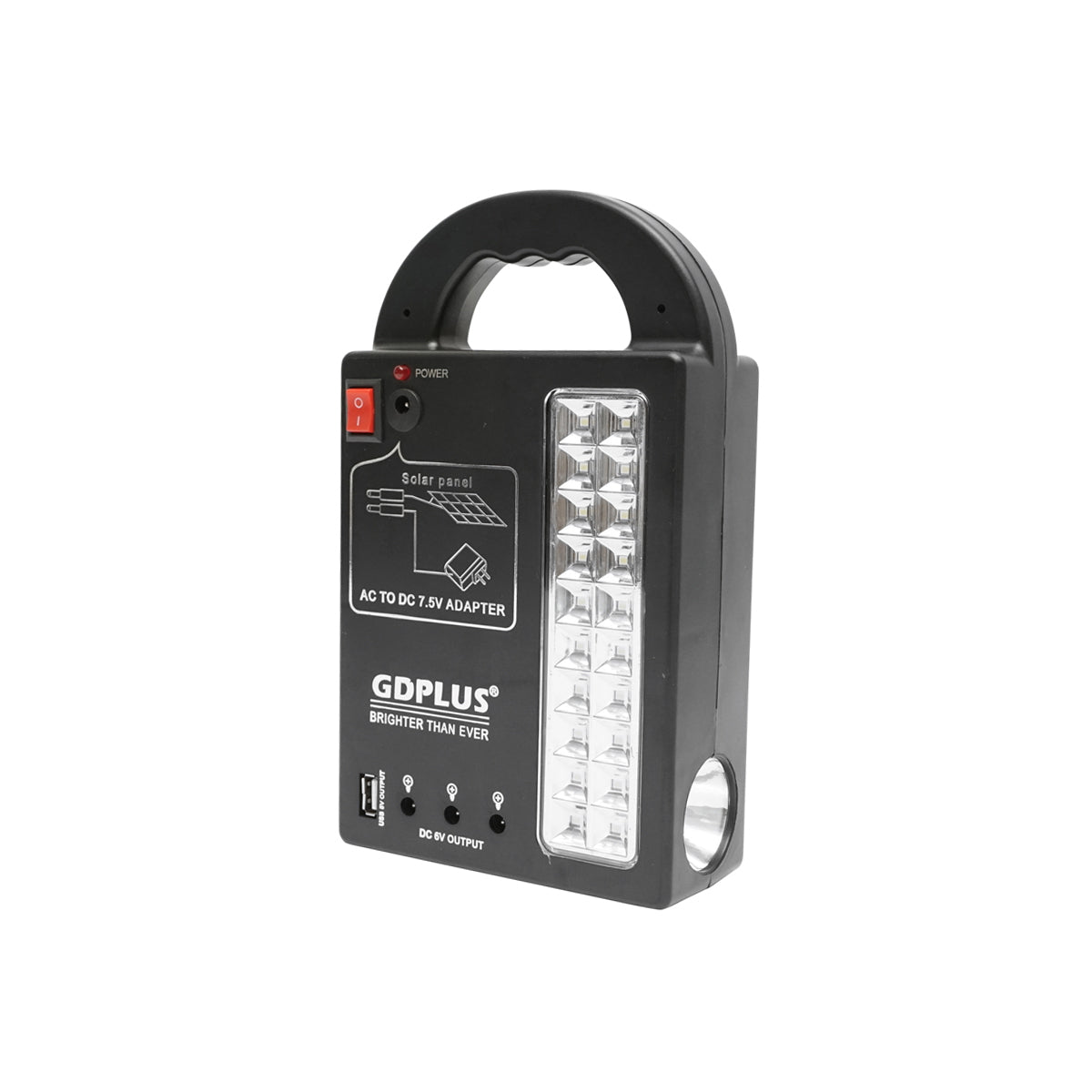 Portable LED lighting kit with 3 bulbs/projector, solar panel and 6V, 3Ah battery for fishing camping GD-17