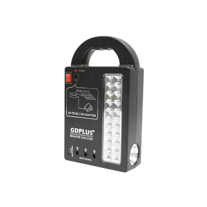 Portable LED lighting kit with 3 bulbs/projector, solar panel and 6V, 3Ah battery for fishing camping GD-17