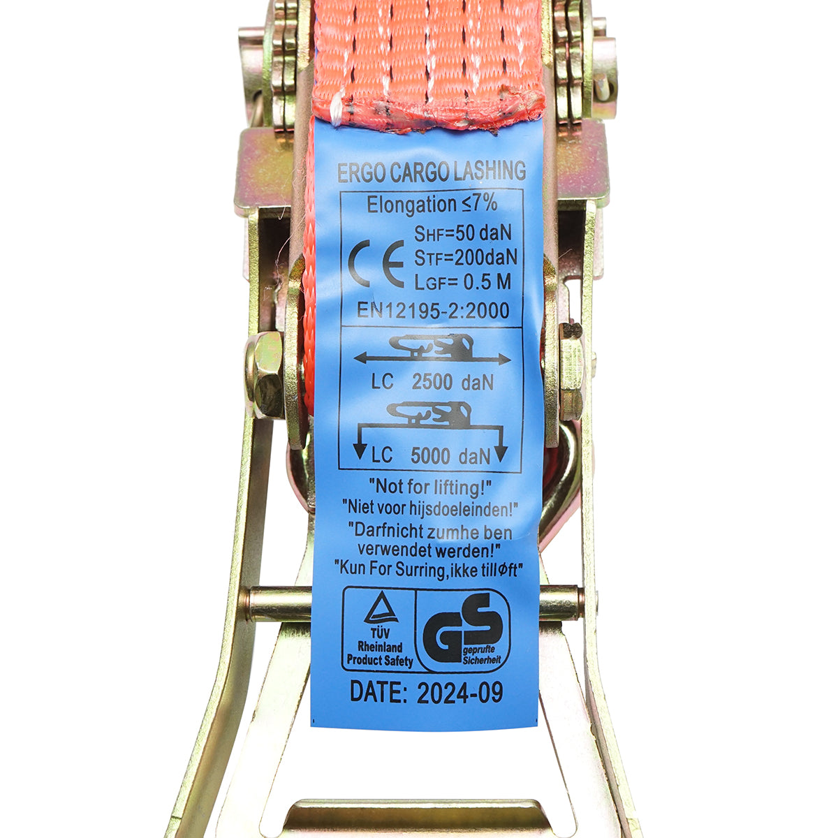 Cargo anchoring strap 10m x 50mm 5T (double ratchet ERGO)