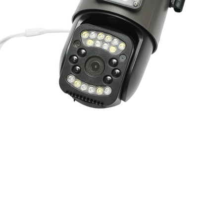 Dual lens WIFI 2.4GHz surveillance camera, P2P 1080P, motion sensor, human detection, night vision, 355-degree rotating PTZ, V380 Pro application